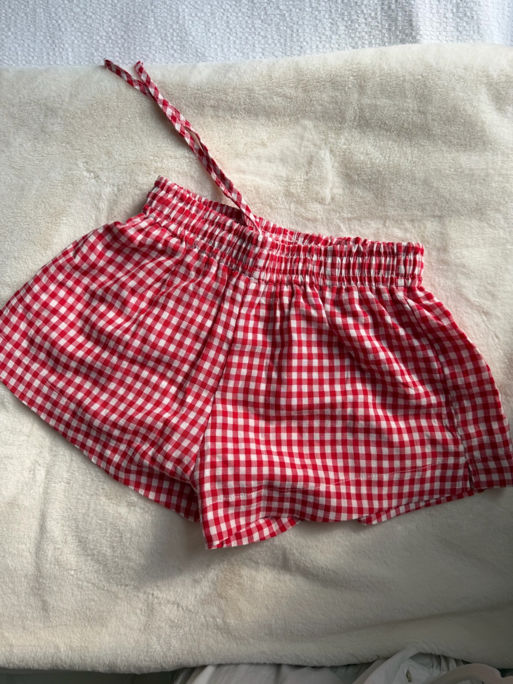 Princess Polly Red and White Gingham Elastic Waist Shorts